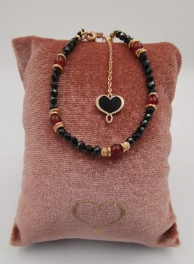 Bracciale in argento con finitura rosa e pietre naturali