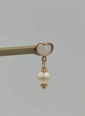 Monorecchino in argento con finitura rosa